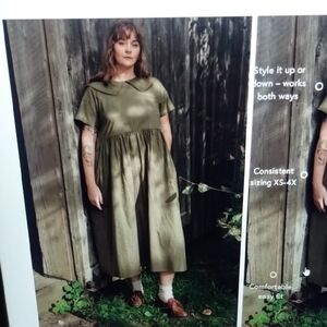 NWT Tradlands Homestead Collared Linen Dress Kelp S